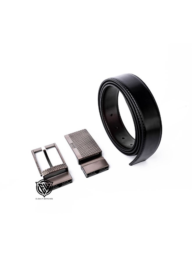 HUGO BOSS Hugo Boss Men's Leather Belt Set with Reversible Strap and Two Buckles  - Image 3