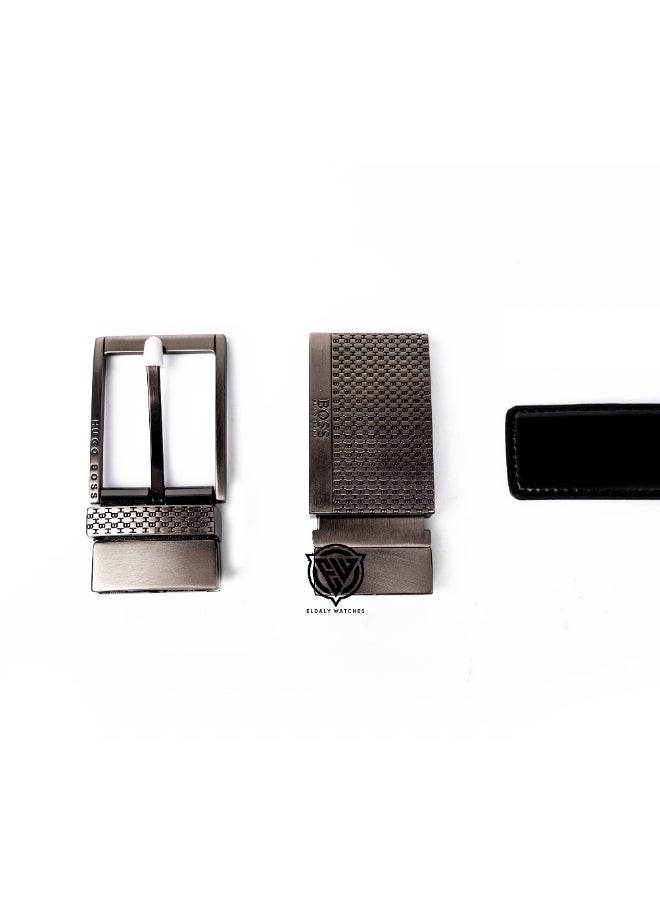 HUGO BOSS Hugo Boss Men's Leather Belt Set with Reversible Strap and Two Buckles  - Image 4