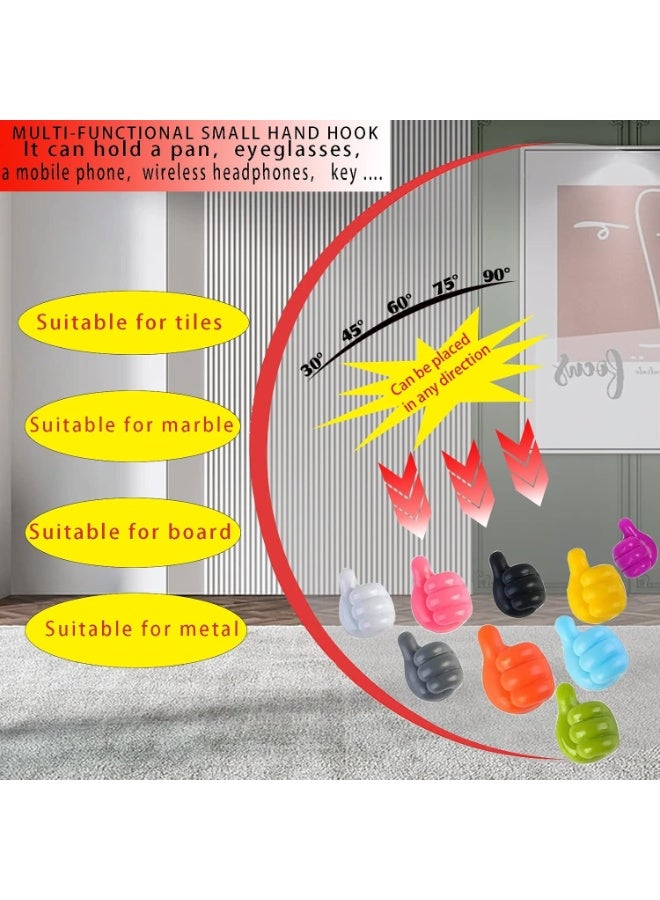 Happy Home 20pcs Self-Adhesive Silicone Thumb Hook, Creative Thumb Shaped Wall Hook, Multi-Functional self-Adhesive Wall Decoration Hook, Key Hanger, for Storage Cable/Headset/Plug/mask - Image 4
