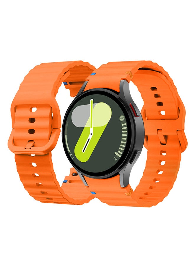 CATANES (for Samsung Galaxy Watch 7 / Samsung Galaxy Watch 6 ) Silicone Sport Band with Decorative Woven Line Durable and Sport Design for Men Women Orange - Image 2