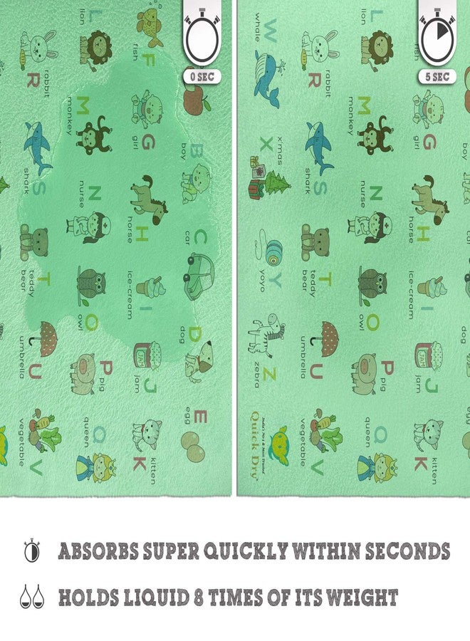 QUICK DRY Sheet Printed Medium Waterproof Baby Bed Protector - Highly Absorbent Play Mat for Babies (100 x 70 cm, A to Z, Sea Green) - Image 3
