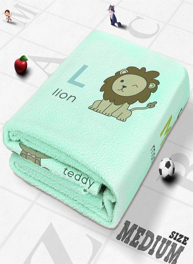 QUICK DRY Sheet Printed Medium Waterproof Baby Bed Protector - Highly Absorbent Play Mat for Babies (100 x 70 cm, A to Z, Sea Green) - Image 1