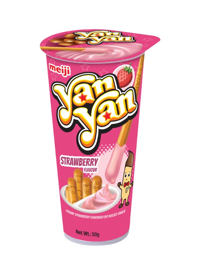 Meiji Yan Yan Biscuits With Strawberry Flavor Dips 50g Pack of 10 - Image 2