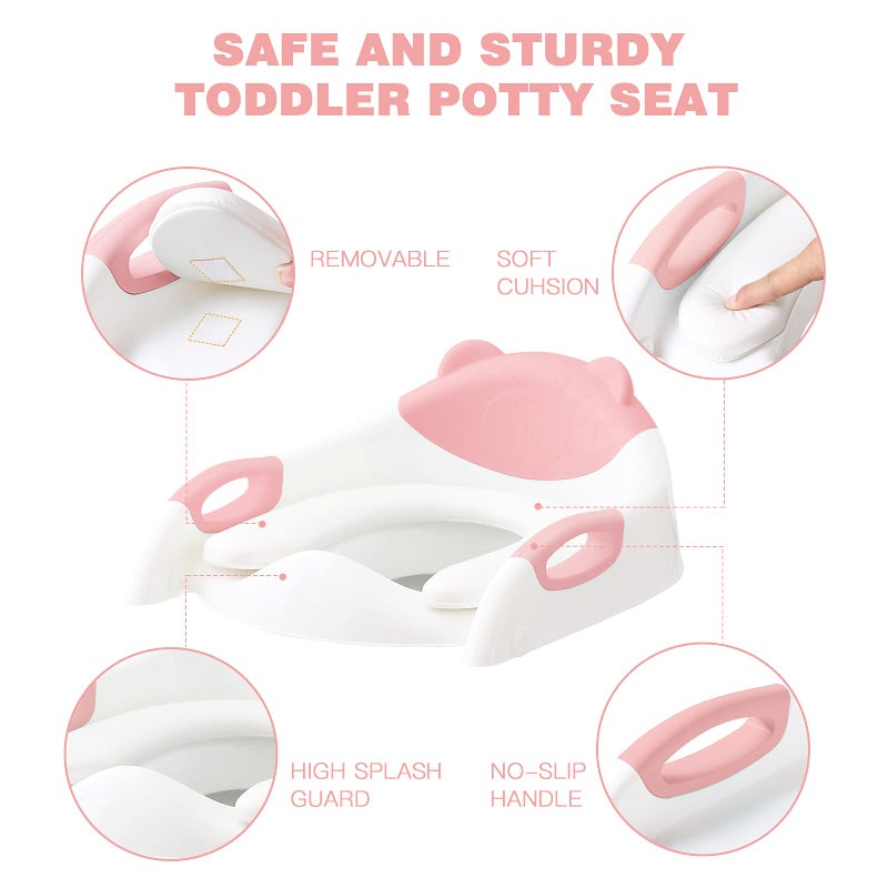 SKYROKU Potty Training Seat with Step Stool Ladder, SKYROKU Potty Training Toilet for Kids Boys Girls Toddlers - Comfortable Safe Potty Seat with Anti-Slip Pads Ladder Pink  - Image 4