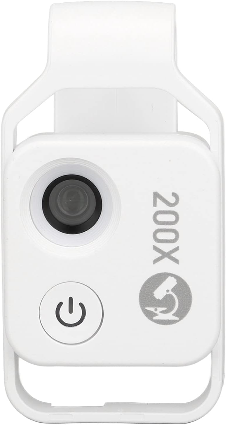 كلاراكو مجهر هاتف بمشبك مع عدسة مجهرية محمولة 200X بتصميم مشبك مع ضوء LED CPL لمعادن Jadestone (أبيض) - Image 1