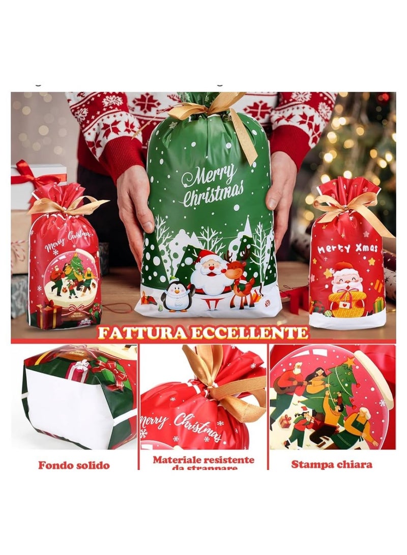 Christmas Gift Bags 10 Pack Reusable Drawstring Christmas Gift Bags Great Gift Bag for Christmas Parties - Image 3