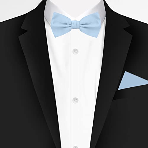 Jacob Alexander Men's Pretied Banded Adjustable Solid Color Bowtie - Sky - Image 2
