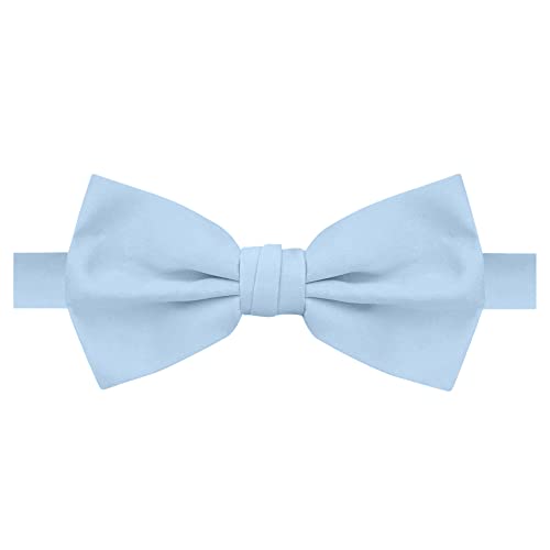 Jacob Alexander Men's Pretied Banded Adjustable Solid Color Bowtie - Sky - Image 1