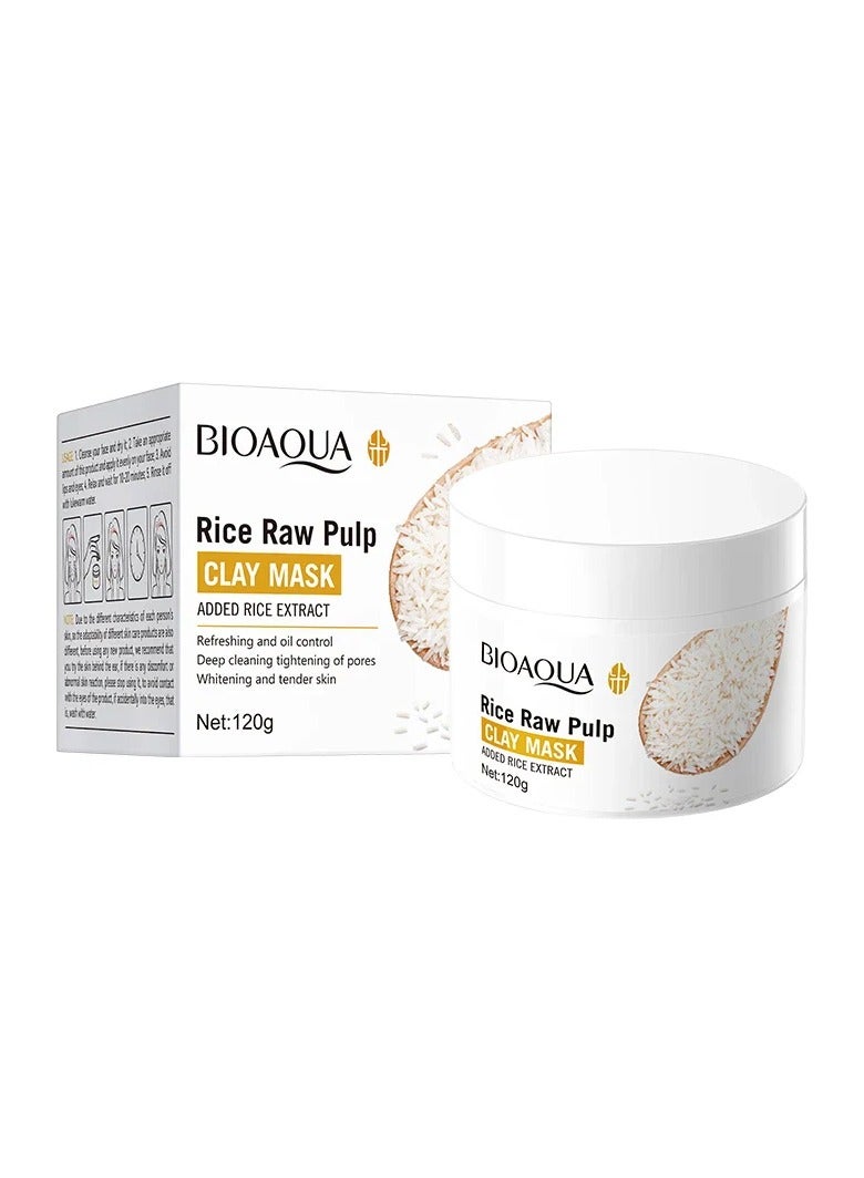 BIOAQUA قناع الطين الخام من بيواكوا برز الأرز للتحكم في الزيت وتنظيف عميق وتفتيح البشرة 120 جرام - Image 1