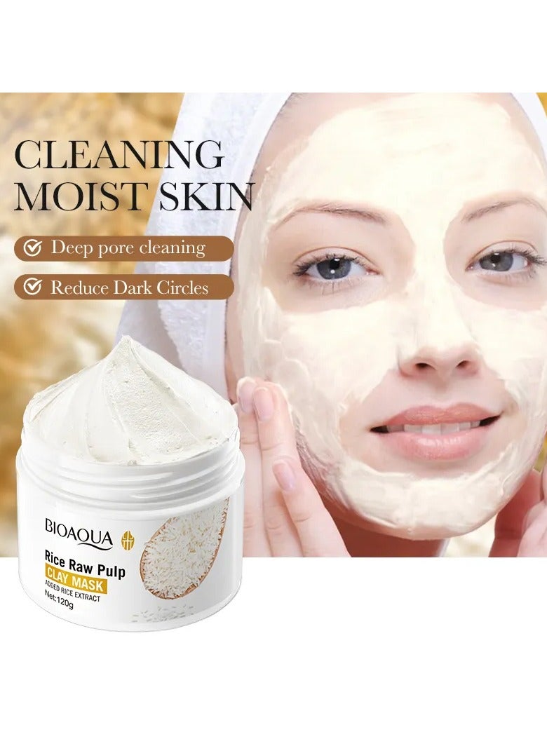 BIOAQUA قناع الطين الخام من بيواكوا برز الأرز للتحكم في الزيت وتنظيف عميق وتفتيح البشرة 120 جرام - Image 2