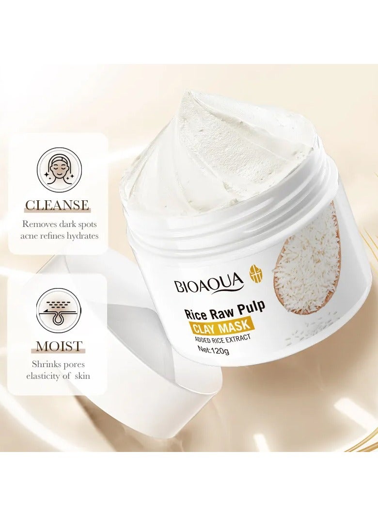 BIOAQUA قناع الطين الخام من بيواكوا برز الأرز للتحكم في الزيت وتنظيف عميق وتفتيح البشرة 120 جرام - Image 3