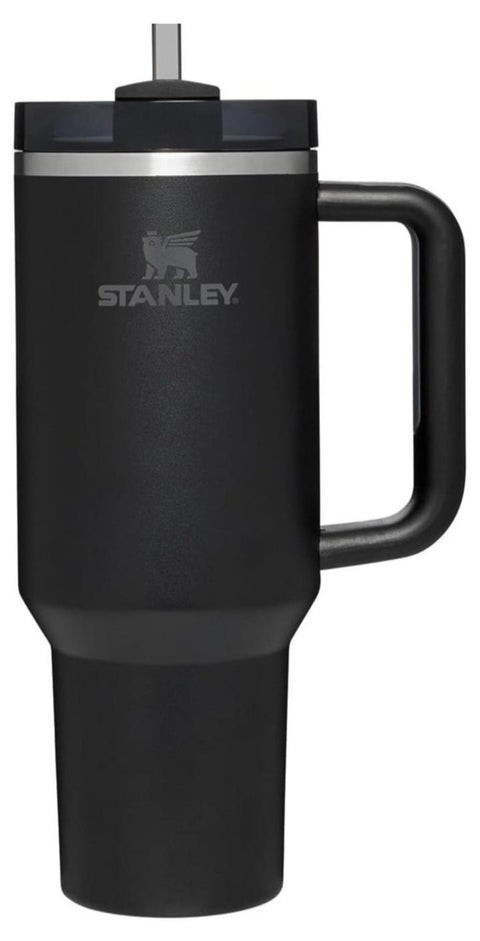 40oz Stanley Quencher H20 Flowstate Stainless Steel Vacuum Insulated Tumbler with Lid and Straw for Water, Iced Tea or Coffee, Smoothie and More, Cream (Black)