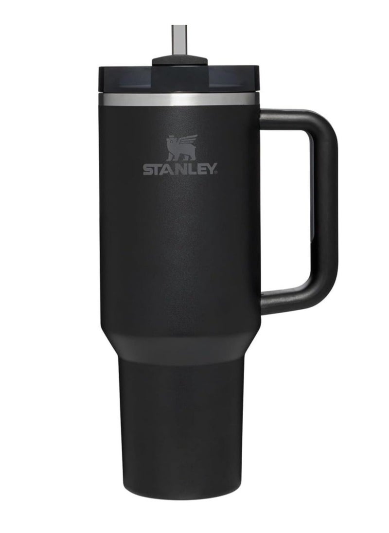 Stanley - 40oz Stanley Quencher H20 Flowstate Stainless Steel Vacuum Insulated Tumbler with Lid and Straw for Water, Iced Tea or Coffee, Smoothie and More, Cream (Black) - Image 1