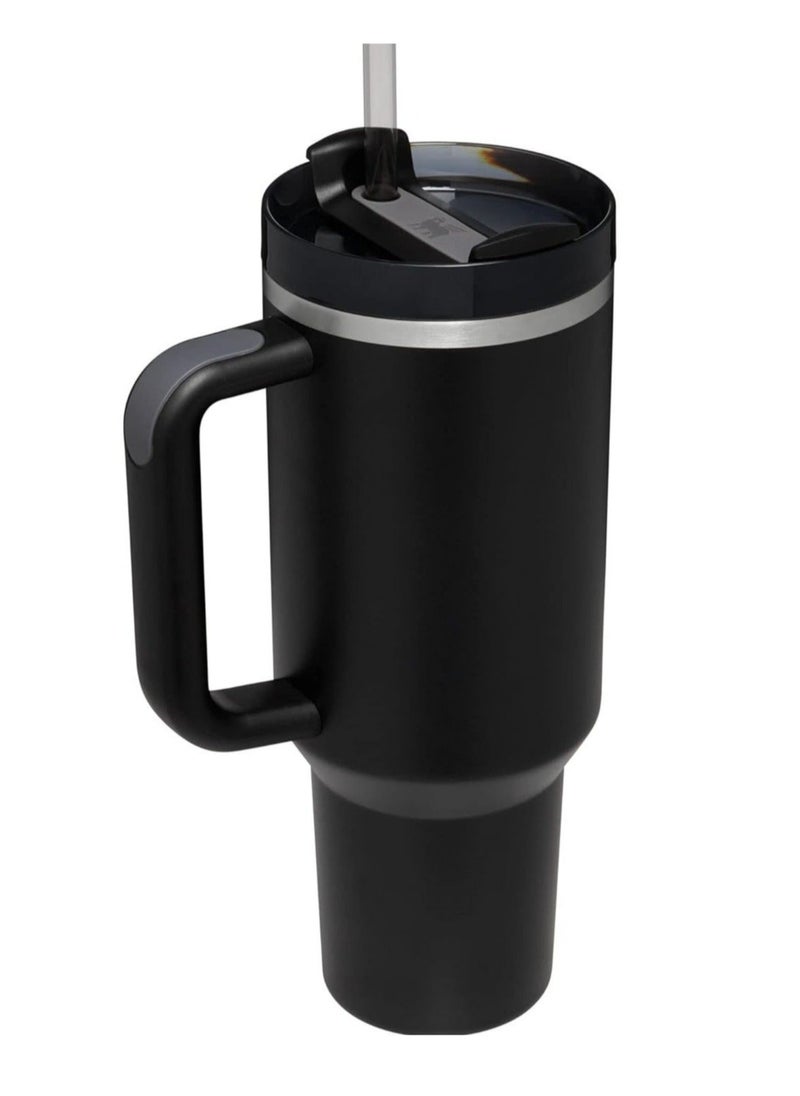 Stanley - 40oz Stanley Quencher H20 Flowstate Stainless Steel Vacuum Insulated Tumbler with Lid and Straw for Water, Iced Tea or Coffee, Smoothie and More, Cream (Black) - Image 1