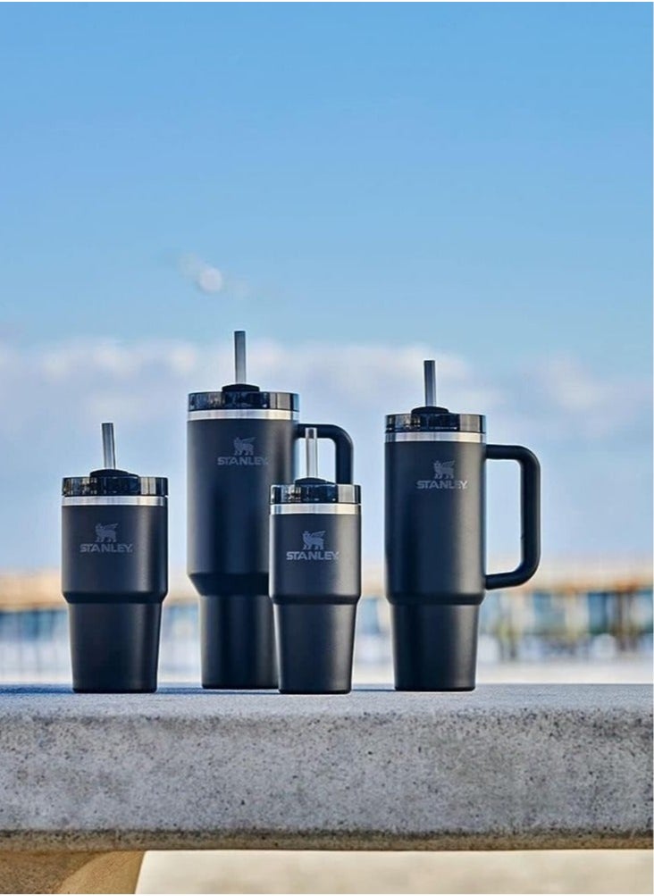 Stanley - 40oz Stanley Quencher H20 Flowstate Stainless Steel Vacuum Insulated Tumbler with Lid and Straw for Water, Iced Tea or Coffee, Smoothie and More, Cream (Black) - Image 1