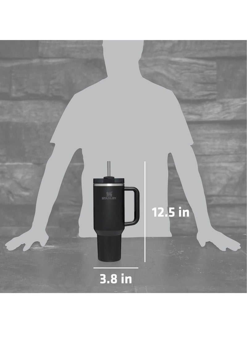 Stanley - 40oz Stanley Quencher H20 Flowstate Stainless Steel Vacuum Insulated Tumbler with Lid and Straw for Water, Iced Tea or Coffee, Smoothie and More, Cream (Black) - Image 1