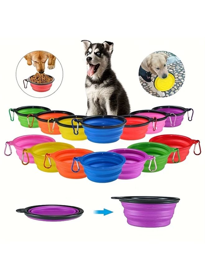 وعاء سيليكون للكلاب قابل للطي محمول طبق طعام وماء للحيوانات الأليفة قابل للطي أخضر 350 مل - Image 2