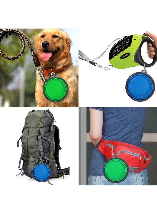 وعاء سيليكون للكلاب قابل للطي محمول طبق طعام وماء للحيوانات الأليفة قابل للطي أخضر 350 مل - Image 3