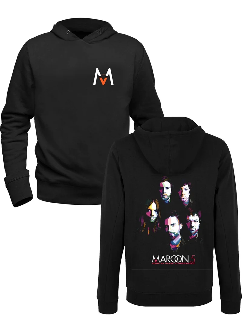 Alfa Tshirt Maroon 5 Printed Black Front Back Printed Sweatshirt