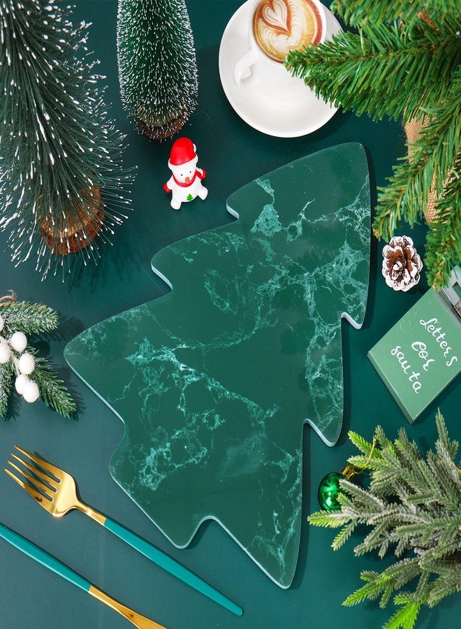 Whaline Marble Christmas Tree Cheese Board Green Xmas Tree Cutting Tray Marble Charcuterie Serving Board for Winter Holiday Xmas Home Kitchen Party Favors Supplies - Image 5
