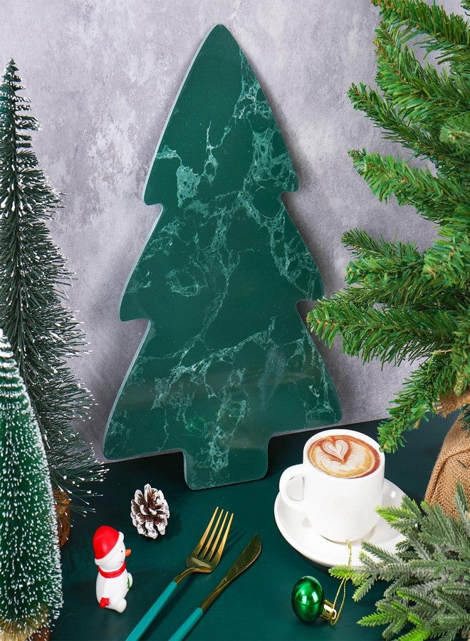 Whaline Marble Christmas Tree Cheese Board Green Xmas Tree Cutting Tray Marble Charcuterie Serving Board for Winter Holiday Xmas Home Kitchen Party Favors Supplies - Image 4