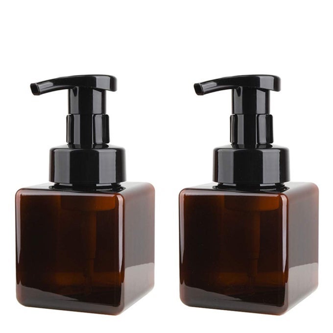 FOAMING SOAP DISPENSER 250ML 9OZ REFILLABLE PUMP BOTTLE FOR LIQUID SOAP SHAMPOO BODY WASH 2 PCS SMALL AMBER