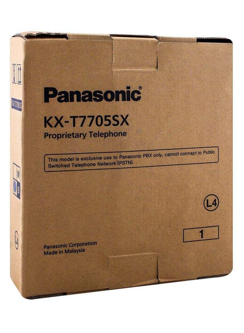 باناسونيك هاتف مزدوج الخط بسلك مع مكبر صوت و خاصية إظهار هوية المتصل  طراز T7705SX أبيض - Image 5