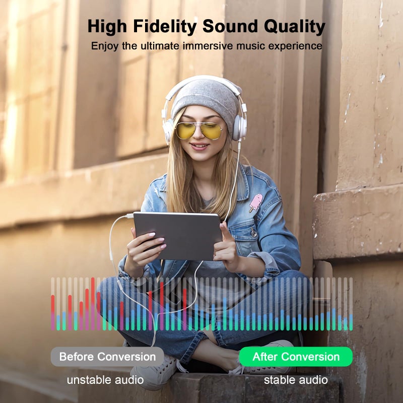 esbeecables [Apple MFi Certified] iPhone 17 16 15 Headphone Adapter, 2 Pack USB Type C to 3.5mm Female Aux Audio Dongle Adapter Cable Cord for iPhone 17 16 15 Pro Max, Galaxy S25 S24 S23 Ultra, Pixel 9 8 7 - Image 4