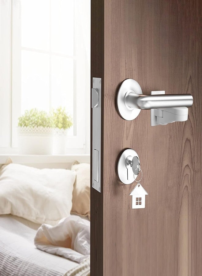 PiyuBind Child Proof Door Lever Lock Door Handle Lock 3M Adhesive Minimalist Design No Drilling Child Safety Door Handle Locks-3 Pack,Silver - Image 1