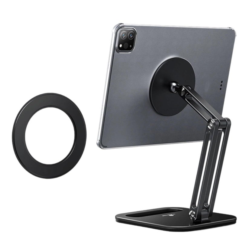 360 Degree Rotating Foldable Aluminum Tablet Stand Gray Ergonomic Holder For Office Study Reading - Image 4