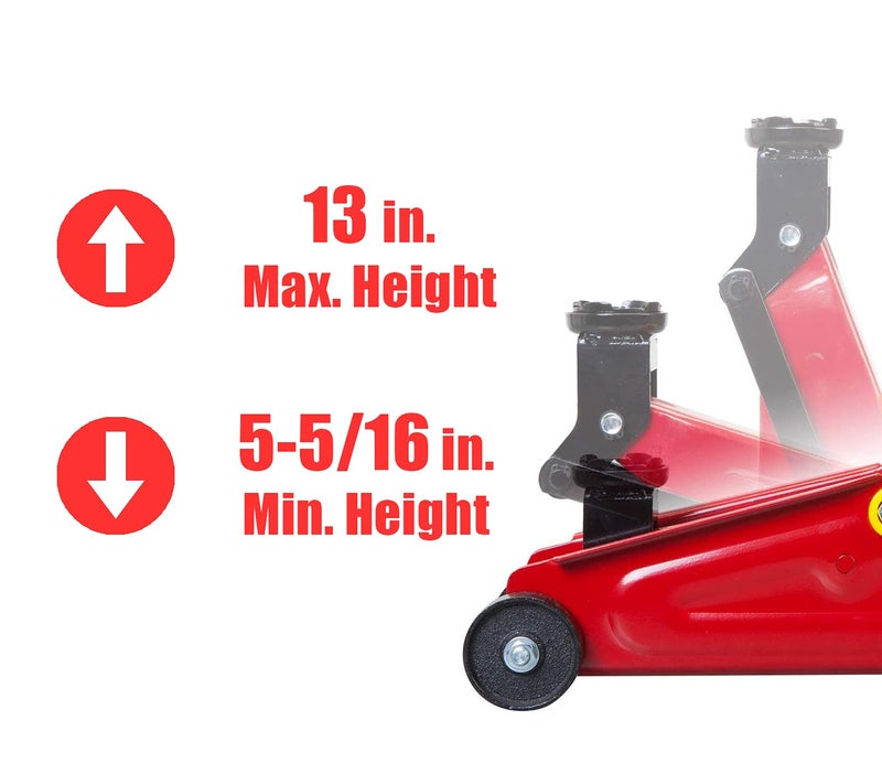 BIG RED T820014S Torin Hydraulic Trolley Service/Floor Jack with Blow Mold Carrying Storage Case, 1.5 Ton (3,000 lb) Capacity, Red - Image 2