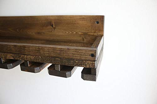 Vm decor sheesham Wood Wine Rack Wall Mounted Shelf with Unique Beveled Hanging Stemware Glass Holder Floating Bar Shelves Organizer - Image 5