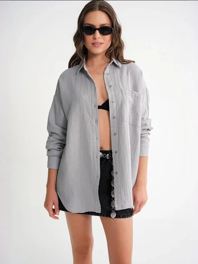 MixRay Mixray Oversize Shirt with Pocket Detail