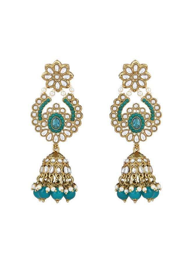 I Jewels I Jewels Gold Plated Traditional Kundan Pearl Choker Necklace Jewellery With Jhumki Earrings Set For Women & Girls (K7275PG)  - Image 4