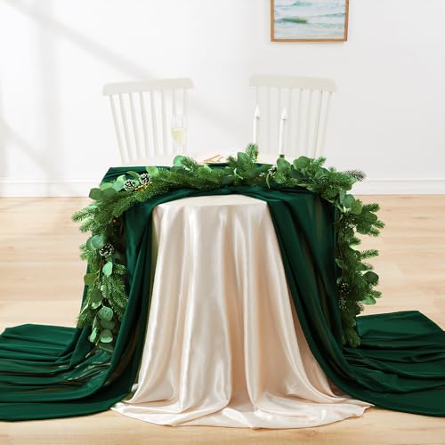 MaiMaiSuan 60" Wide Blackish Green Chiffon Fabric by The Yard Soft Sheer Fabric for Wedding Arch Draping Fabric,Bridal Wedding Dress Sewing DIY,1 Yard - Image 5