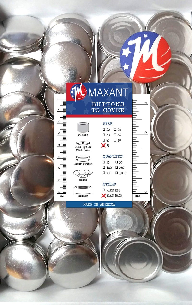 M MAXANT 50 Buttons to Cover - Made in USA - Cover Buttons with Flat Backs Size 75 (1 7/8") - Image 2