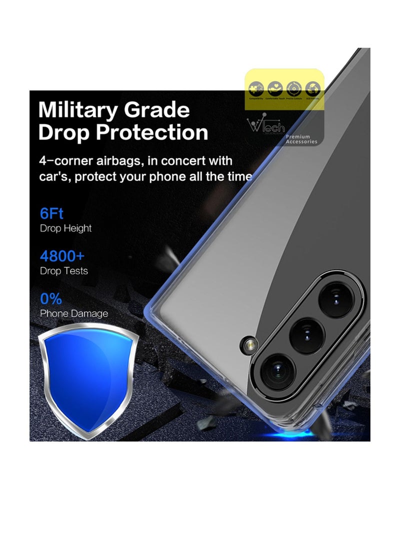 دبليو تيك - كورنر ناعم من مادة TPU مع غطاء صلب من البولي كربونات لهاتف Samsung Galaxy Z Fold5 5G 2023 شفاف - Image 1