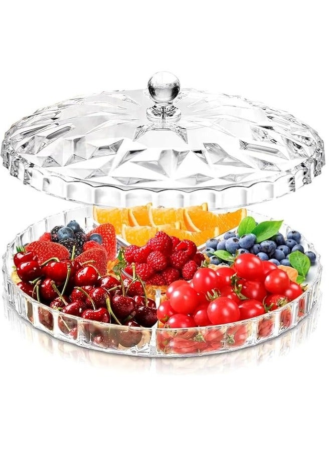 صينية تقديم دائرية لتخزين الطعام مكونة من 6 أقسام، صينية حاوية تقديم للفواكه والحلوى والمكسرات والبسكويت والخضروات ورقائق البطاطس والصلصات - Image 2