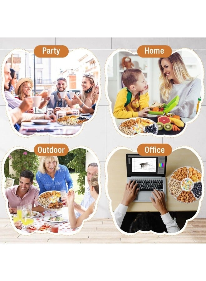 صينية تقديم دائرية لتخزين الطعام مكونة من 6 أقسام، صينية حاوية تقديم للفواكه والحلوى والمكسرات والبسكويت والخضروات ورقائق البطاطس والصلصات - Image 4