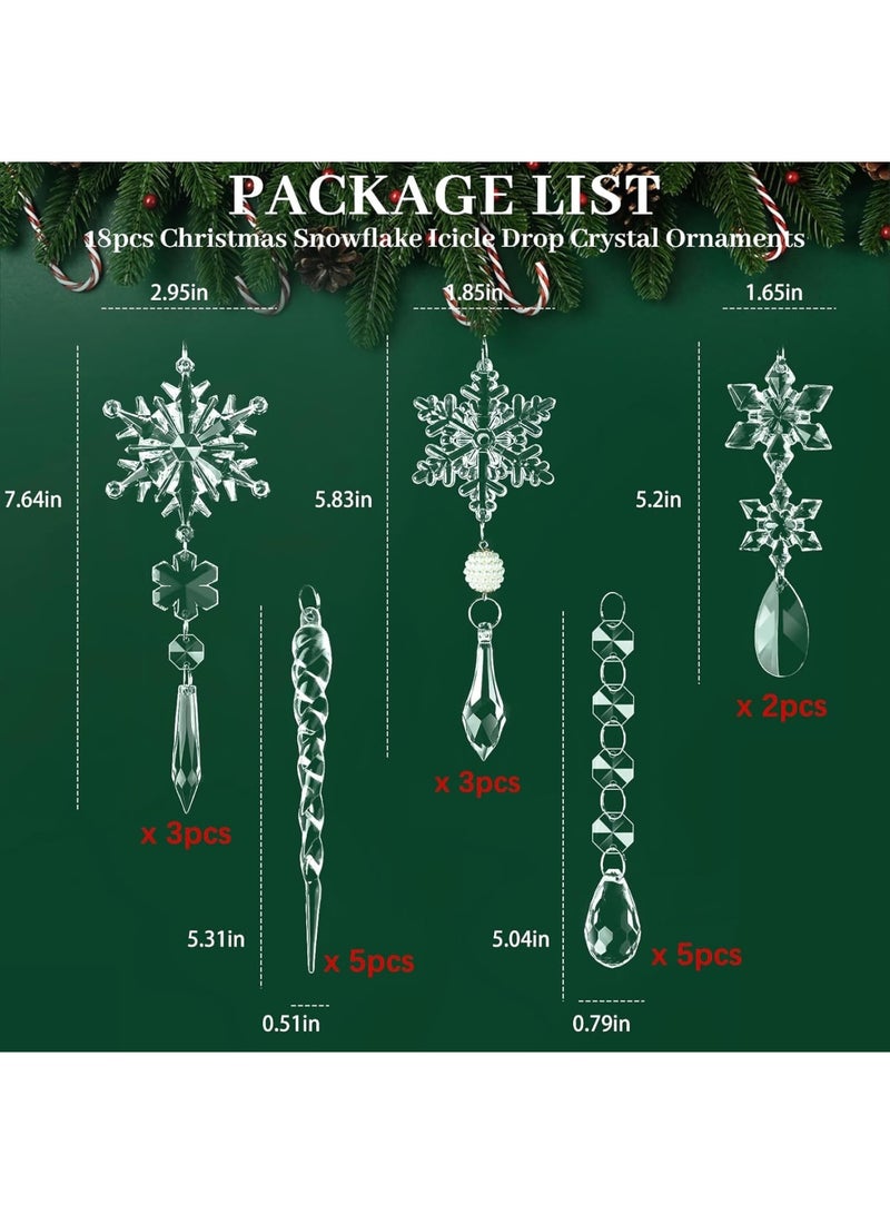 SOLARAE Ornaments Crystal Tree Decorations, 20Pcs Acrylic Clear Hanging Crystal, Hanging Acrylic Snowflake and Icicle Ornaments for Centerpieces for Xmas Wedding Party Home Decor - Image 4