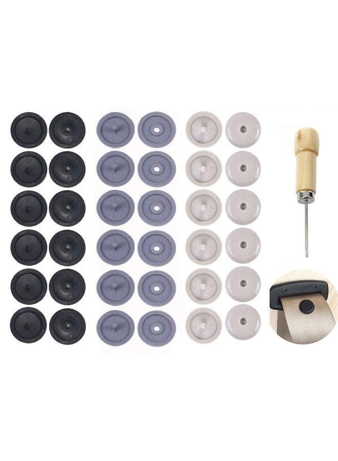 Y-Axis Seat Belt Button Buckle Clip Stop - Universal Fit Stopper Kit (Black + Beige + Grey, 18 Sets) - Image 1