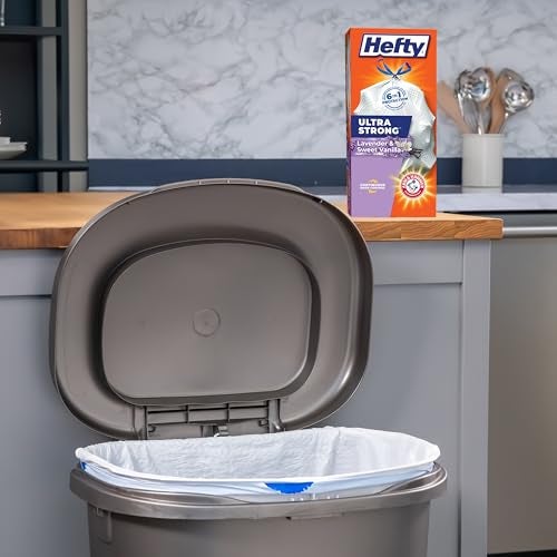 Hefty Ultra Strong 13 Gallon Trash Bags, Tall Kitchen Trash Bags 13 Gallon Size, Drawstring Closure, Continuous Odor Control, White, Lavender and Sweet Vanilla Scent, 40 Bags - Image 2