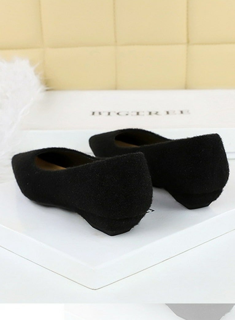 BIGTREE Women's Low Heel Wedge Pumps Comfortable Closed Pointed Toe Shoes Black - Image 3