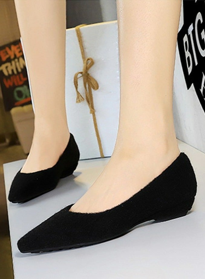 BIGTREE Women's Low Heel Wedge Pumps Comfortable Closed Pointed Toe Shoes Black - Image 4