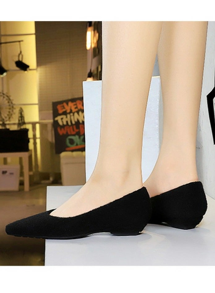 BIGTREE Women's Low Heel Wedge Pumps Comfortable Closed Pointed Toe Shoes Black - Image 5