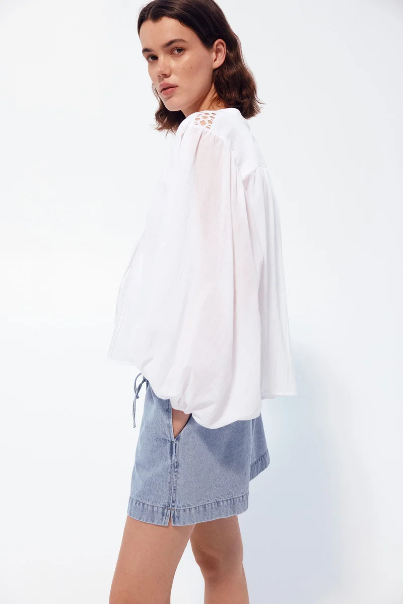 H&M MAMA Drawstring denim shorts