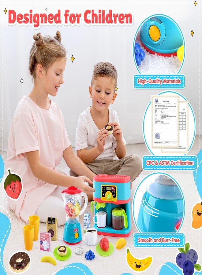 بلاي مجموعة ألعاب أدوات المطبخ من بلاي، مجموعة ألعاب مطبخ للأطفال مع ماكينة قهوة، وخلاط لعبة، وأطعمة لعب، مع أضواء وأصوات واقعية، هدية مثالية للأطفال الصغار من عمر 3 سنوات فما فوق. - Image 5