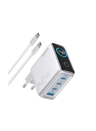 صفقة أنكر شاحن USB C بقوة 140 واط، شاحن لابتوب، شحن سريع لأربعة أجهزة، محول طاقة متقدم بتقنية GaN، تحكم باللمس بديهي، متوافق مع ماك بوك، آيفون 16، سامسونج، بيكسل، والمزيد على Noon EG