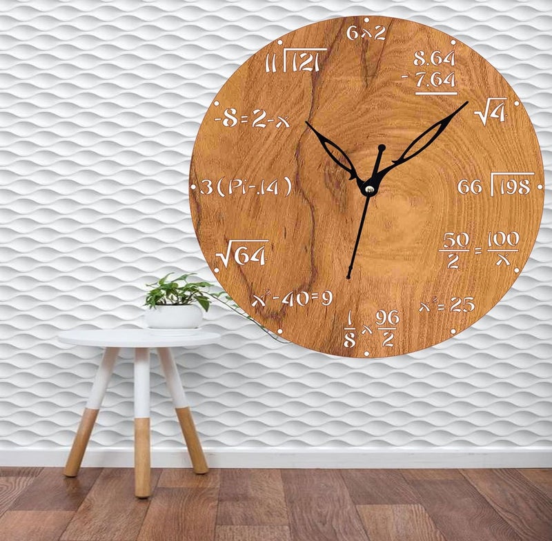 ADK Wall Clock MDF Wood Modern Clock Trendy Silent NonTicking Battery Operated Wall Clocks for Living RoomHomeKitchenBedroomOfficeSchool Decor DN34 Brown 120 - Image 3