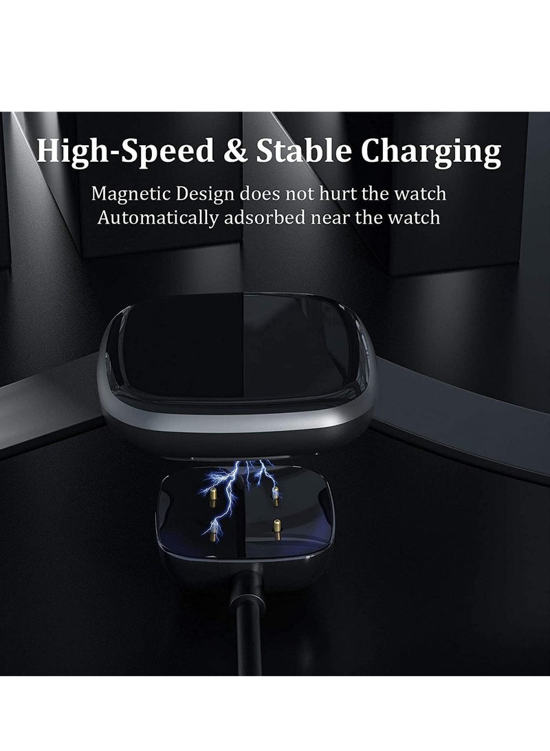 Charger Dock Compatible for Fitbit Sense/Versa 3, USB Charging Cable Replacement Stand Base Station Accessories with 3.3FT for Sense Smartwatch 2-Pack - Image 3